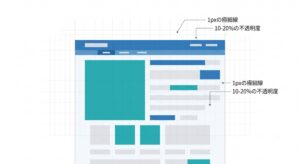 1pxの細い線と10〜20%の不透明度で構成されたグリッドシステムの図解