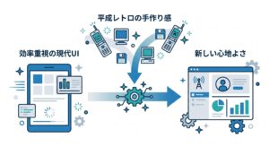 図解:日本独自の進化「平成レトロ」と現代UIの融合