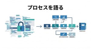 機密情報(NDA)の壁を越え、実務での複雑なプロジェクト経験を「課題解決のプロセス」として抽象化し、ポートフォリオの武器にする流れの図解