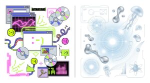 【Y2KとY3Kの比較図】2000年代風のポップなY2Kと、3000年代風のサイバー的なY3Kの違い