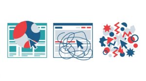 図解:アクセシビリティを阻害する過剰なカーソル演出(UX Crimes)の例