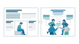 [【孤独な制作からチーム開発へ】1人で悩む状態から、複数人でアイデアを出し合うプロセスを図解化したイラスト