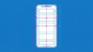 デザイナー自身がFigma Dev Modeを使ってスマートフォンのUIレイアウトや余白（Padding）をインスペクト（検証）するイメージ