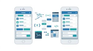 【FlutterとReact Nativeの比較図解】2つのスマートフォンに同一のUIがピクセルパーフェクトで描画される様子