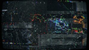 Webデザインにおけるサイバーグランジ風のフィルムノイズテクスチャ表現