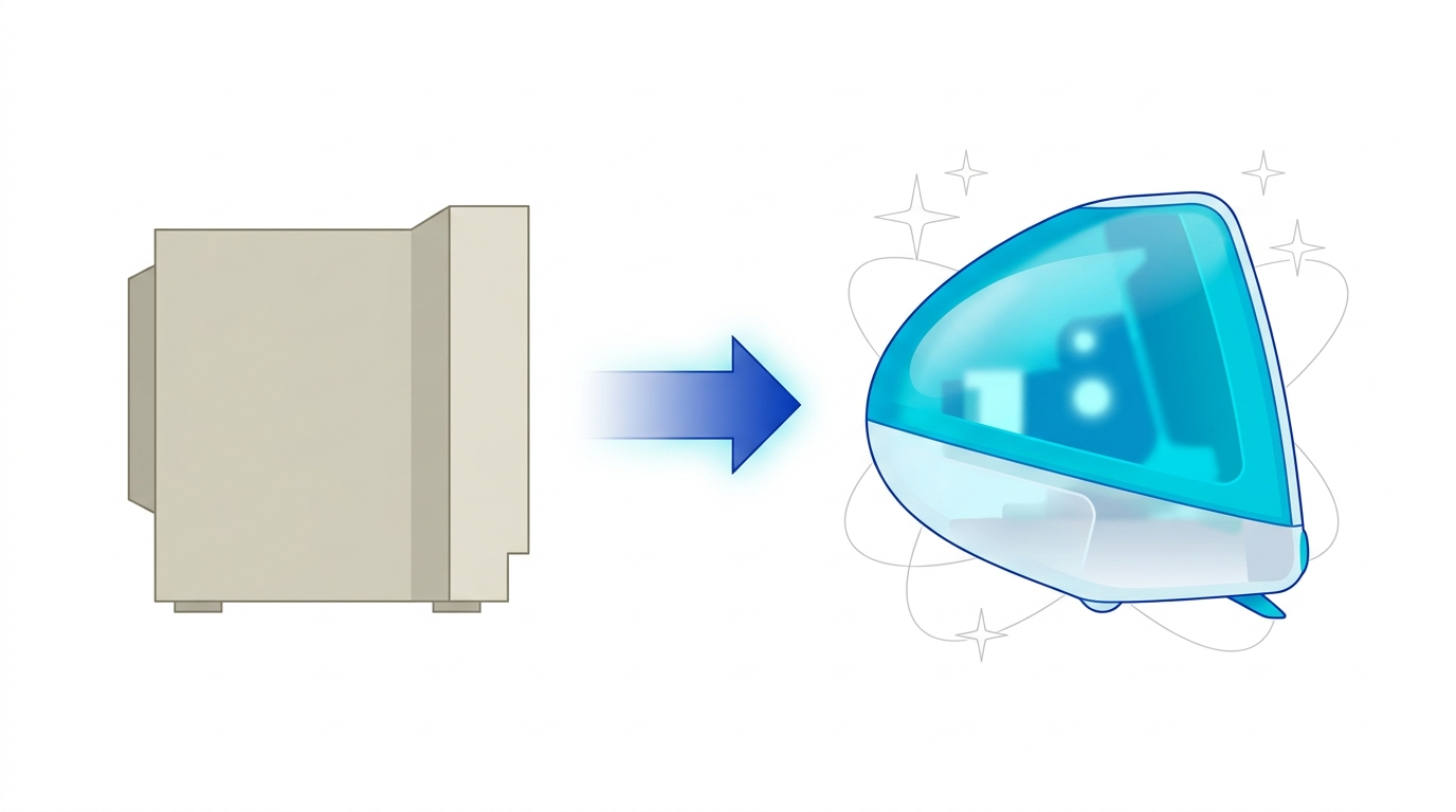 iMac G3の半透明デザインがもたらしたハードウェアの親しみやすさの構造図